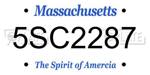 5SC2287 Massachusetts License Plate