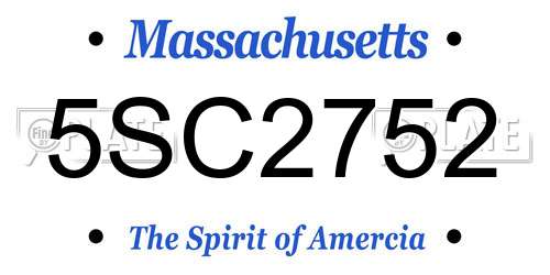5SC2752 Massachusetts License Plate