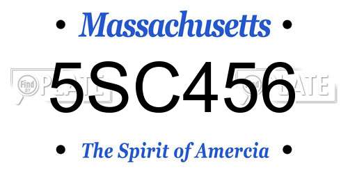 5SC456 Massachusetts License Plate