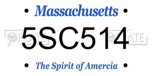5SC514 Massachusetts License Plate