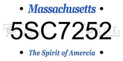 5SC7252 Massachusetts License Plate