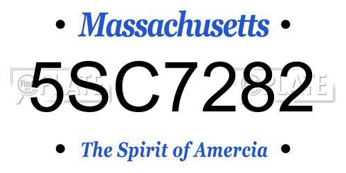 5SC7282 Massachusetts License Plate