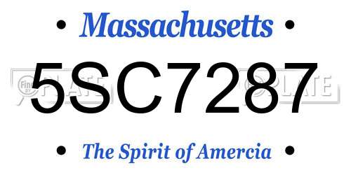 5SC7287 Massachusetts License Plate