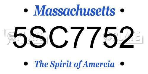 5SC7752 Massachusetts License Plate