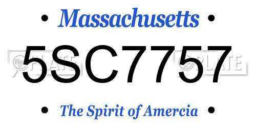 5SC7757 Massachusetts License Plate