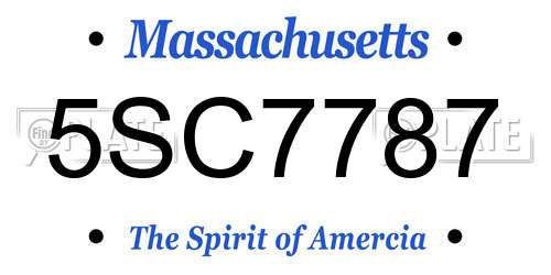 5SC7787 Massachusetts License Plate
