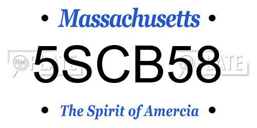 5SCB58 Massachusetts License Plate