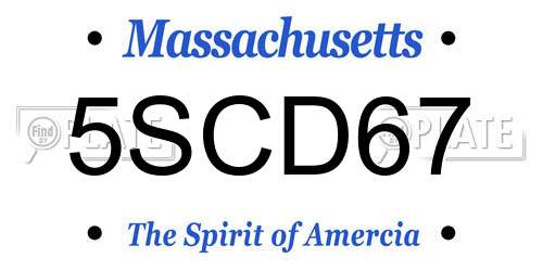 5SCD67 Massachusetts License Plate