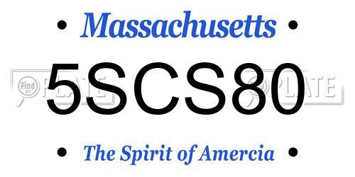 5SCS80 Massachusetts License Plate