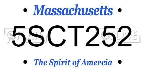 5SCT252 Massachusetts License Plate