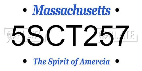 5SCT257 Massachusetts License Plate