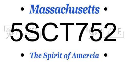 5SCT752 Massachusetts License Plate