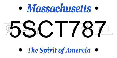 5SCT787 Massachusetts License Plate