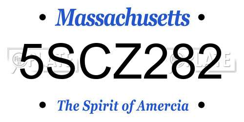 5SCZ282 Massachusetts License Plate