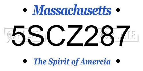 5SCZ287 Massachusetts License Plate