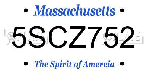 5SCZ752 Massachusetts License Plate