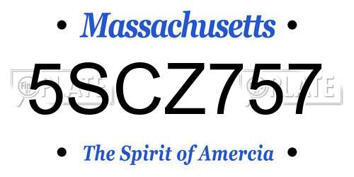 5SCZ757 Massachusetts License Plate