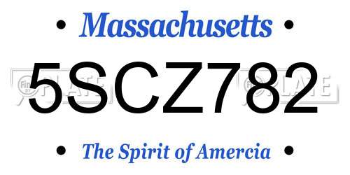 5SCZ782 Massachusetts License Plate
