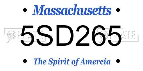 5SD265 Massachusetts License Plate
