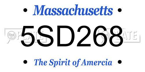 5SD268 Massachusetts License Plate