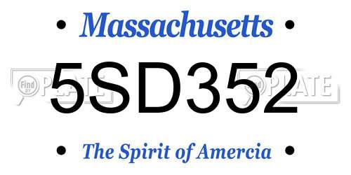 5SD352 Massachusetts License Plate
