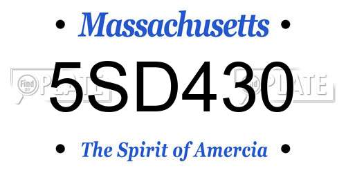 5SD430 Massachusetts License Plate