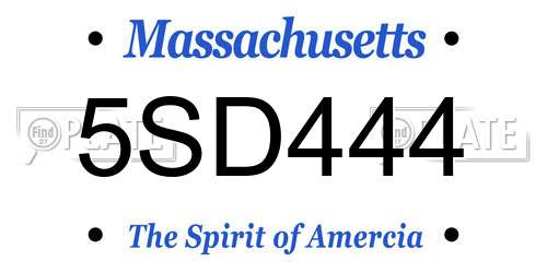 5SD444 Massachusetts License Plate