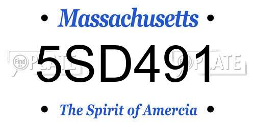 5SD491 Massachusetts License Plate