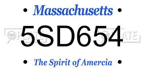 5SD654 Massachusetts License Plate