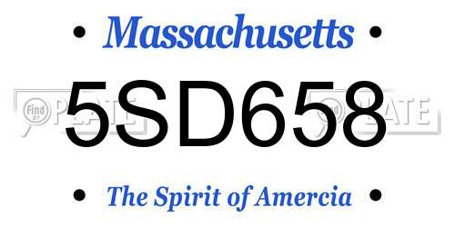 5SD658 Massachusetts License Plate
