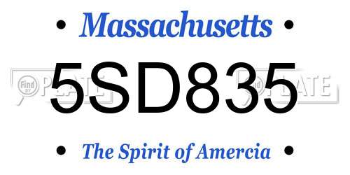 5SD835 Massachusetts License Plate
