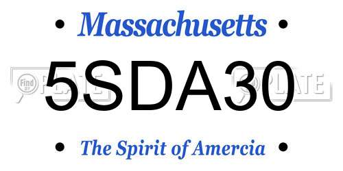 5SDA30 Massachusetts License Plate