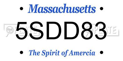 5SDD83 Massachusetts License Plate