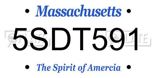 5SDT591 Massachusetts License Plate