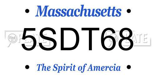 5SDT68 Massachusetts License Plate