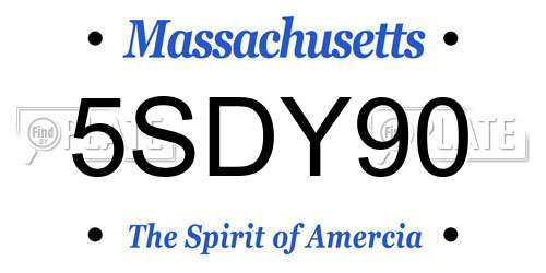 5SDY90 Massachusetts License Plate