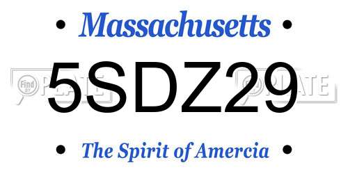 5SDZ29 Massachusetts License Plate