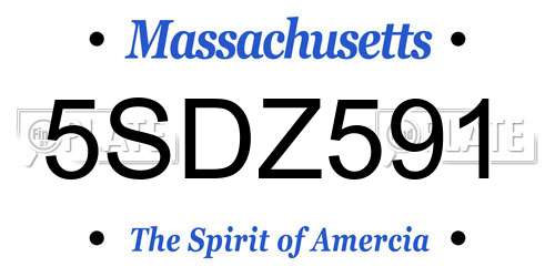 5SDZ591 Massachusetts License Plate
