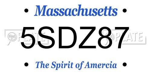 5SDZ87 Massachusetts License Plate