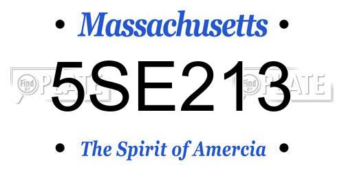 5SE213 Massachusetts License Plate