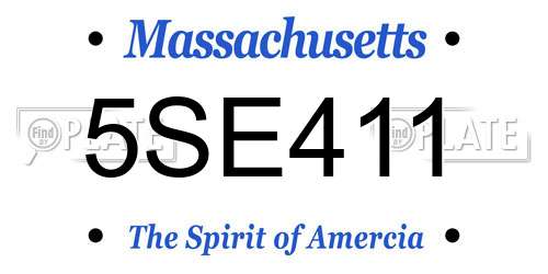 5SE411 Massachusetts License Plate