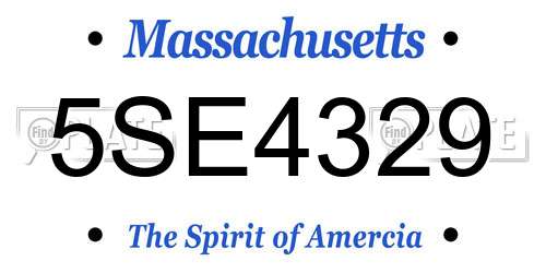 5SE4329 Massachusetts License Plate