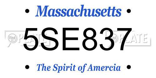 5SE837 Massachusetts License Plate