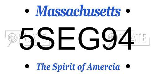 5SEG94 Massachusetts License Plate