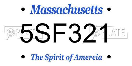 5SF321 Massachusetts License Plate