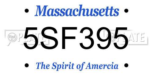 5SF395 Massachusetts License Plate