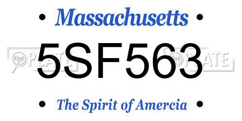 5SF563 Massachusetts License Plate