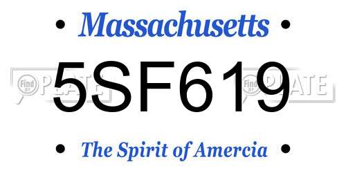 5SF619 Massachusetts License Plate