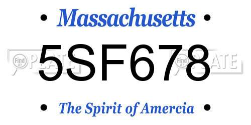 5SF678 Massachusetts License Plate