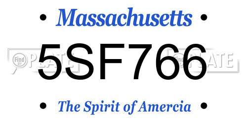 5SF766 Massachusetts License Plate
